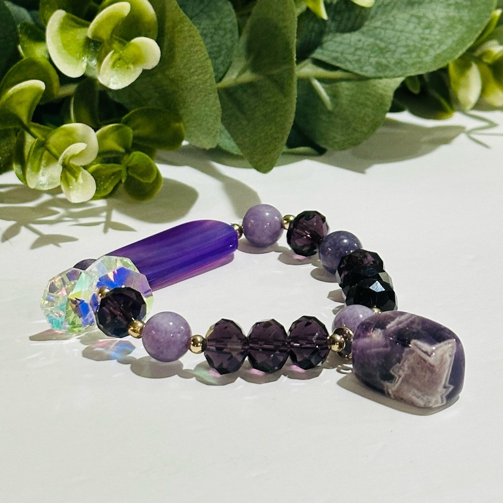 Amethyst and Agate StonesBeaded Bracelet